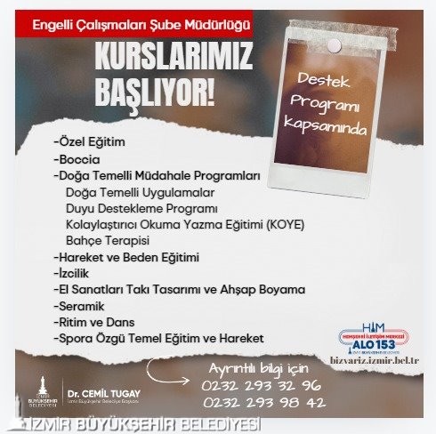 İzmir'de Engelli Bireylere Yönelik Kurs Başvuruları Başladı!