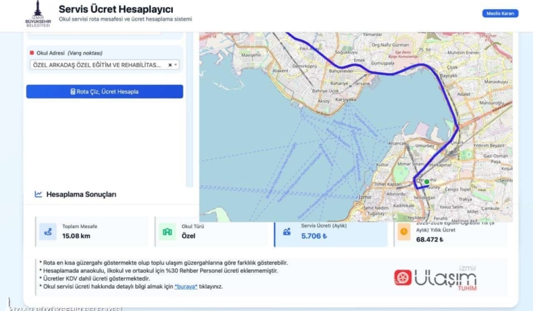 İzmir’de Okul Servis Ücretleri İnternetten Hesaplanabilecek